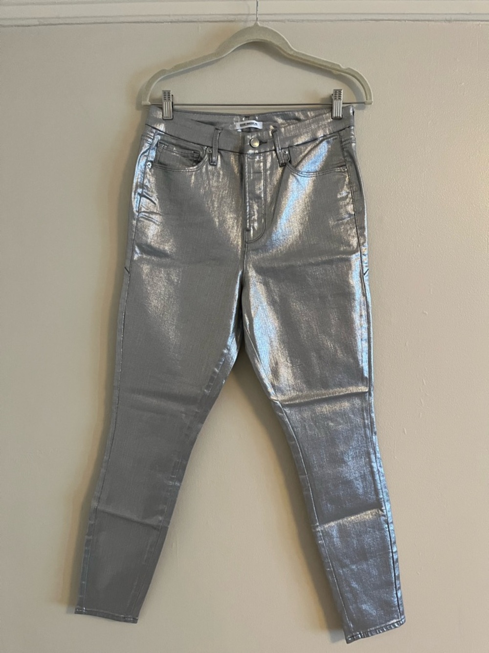 Good American Silver Metallic Skinny Jeans